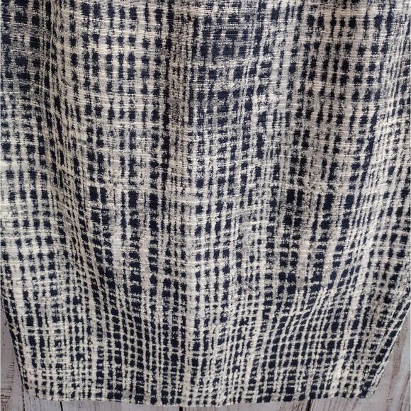 LK Bennett | Navy & Cream "Brenda" Print & Jacquard Tweed Sheath Pencil Dress - Picture 4 of 12